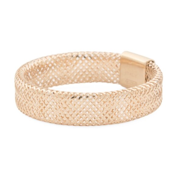 GOLDEN CLEF Made In Italy 14k Gold Adjustable Mesh Ring - Picture 1 of 2